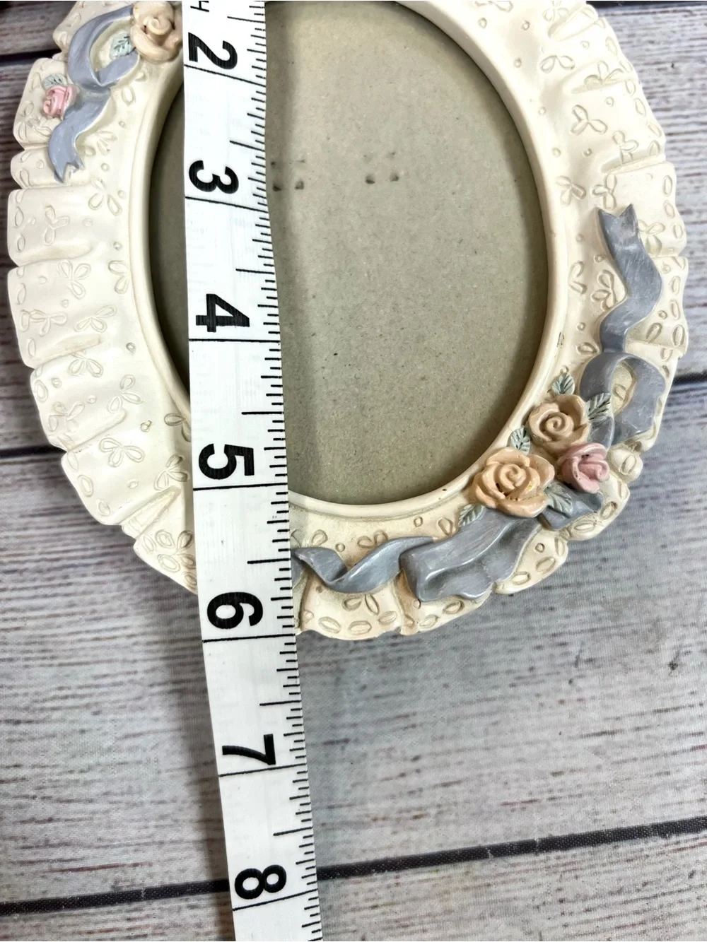 Vintage Ceramic Floral Oval Small Picture Frame Cottagecore Grandmacore Retro